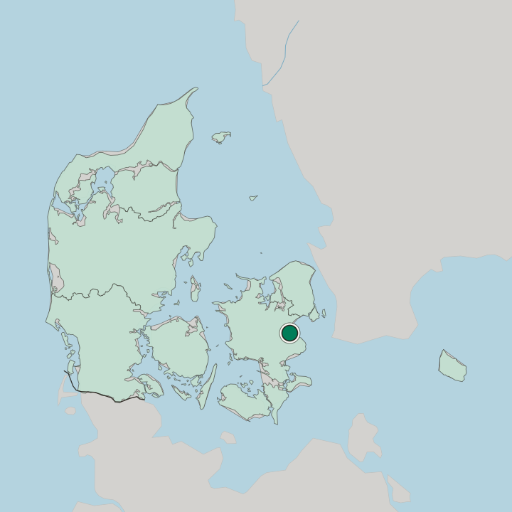 Map showing Køge — In Denmark