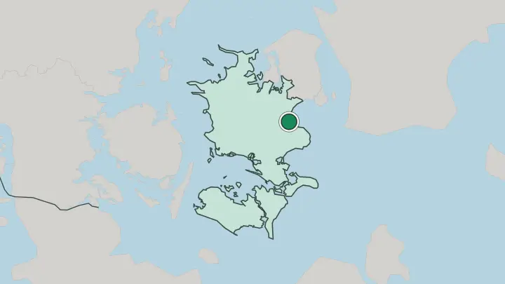 Map of Køge in Denmark