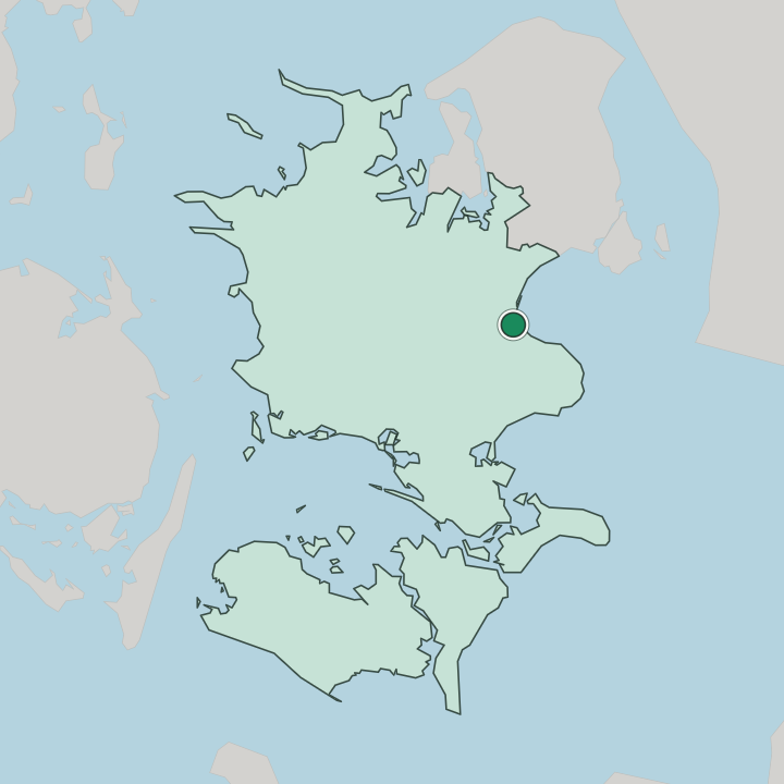 Map showing Køge — In Region Zealand