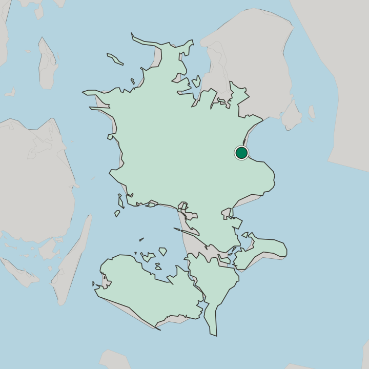 Map showing Køge — In Region Sjælland