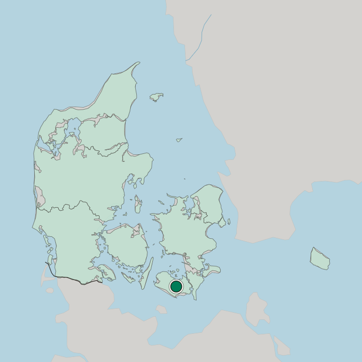 Map showing Maribo — In Denmark