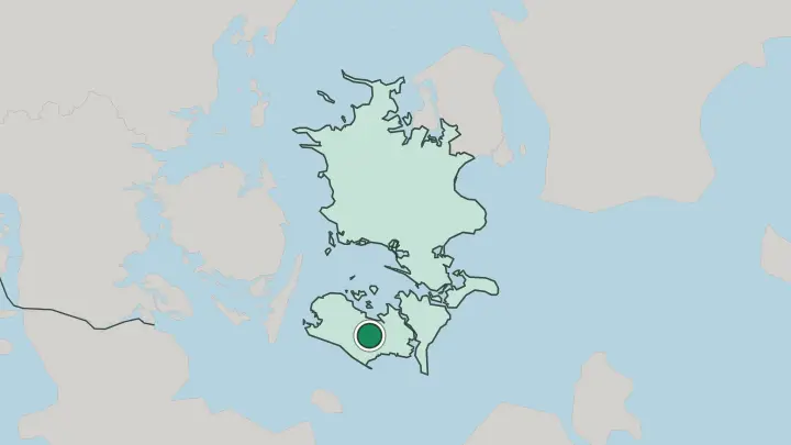 Map of Maribo in Denmark