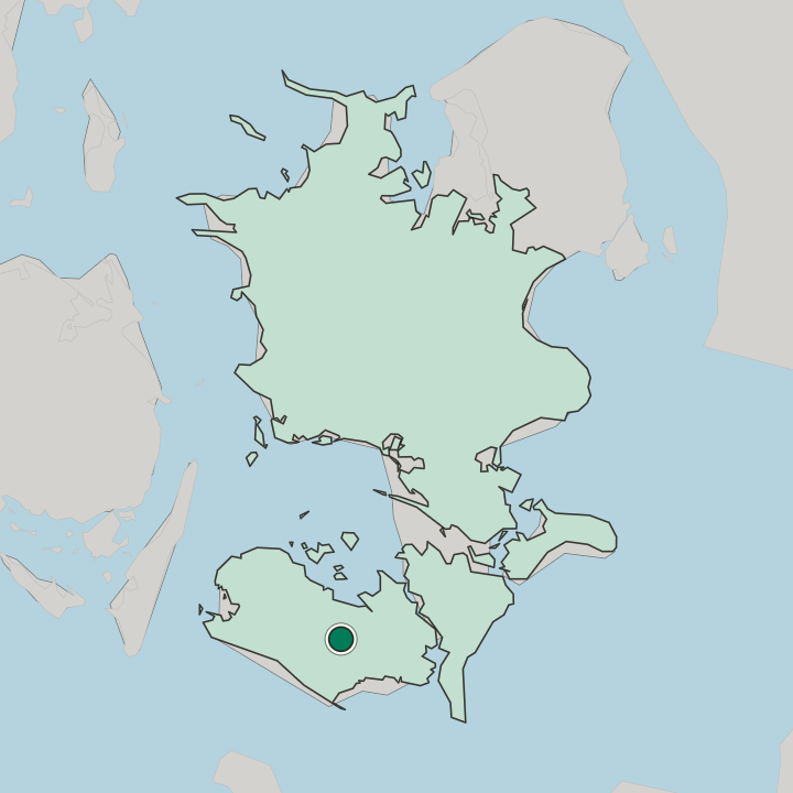 Map showing Maribo — In Region Sjælland