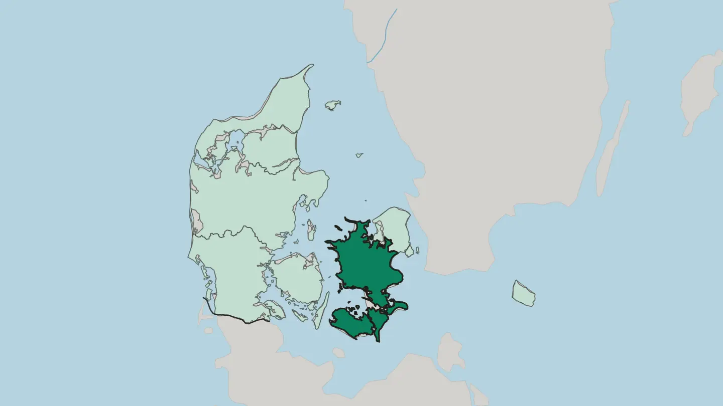 Map of Region Sjælland in Denmark