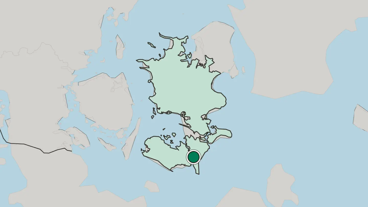 Map of Nykøbing Falster in Denmark