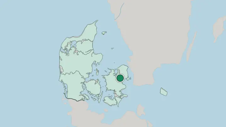 Map of Roskilde in Denmark