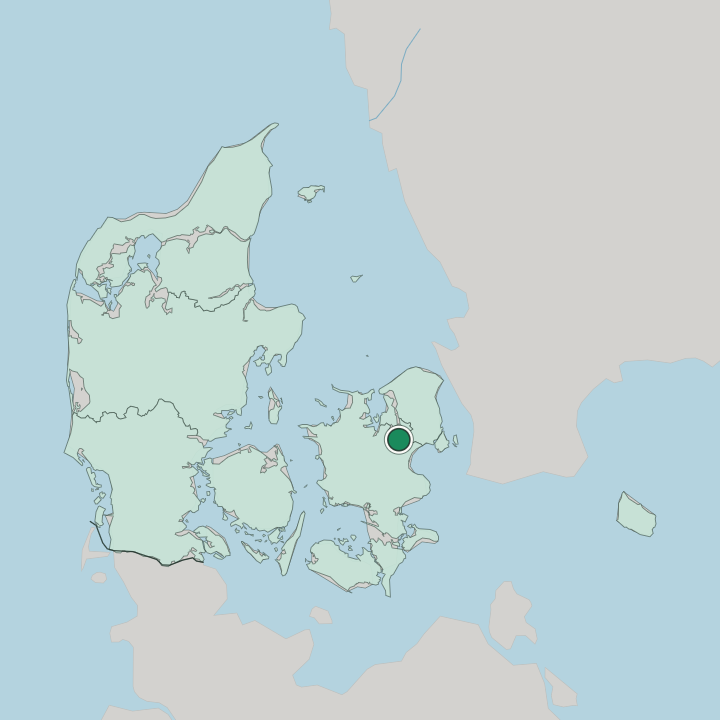 Map showing Roskilde — In Denmark