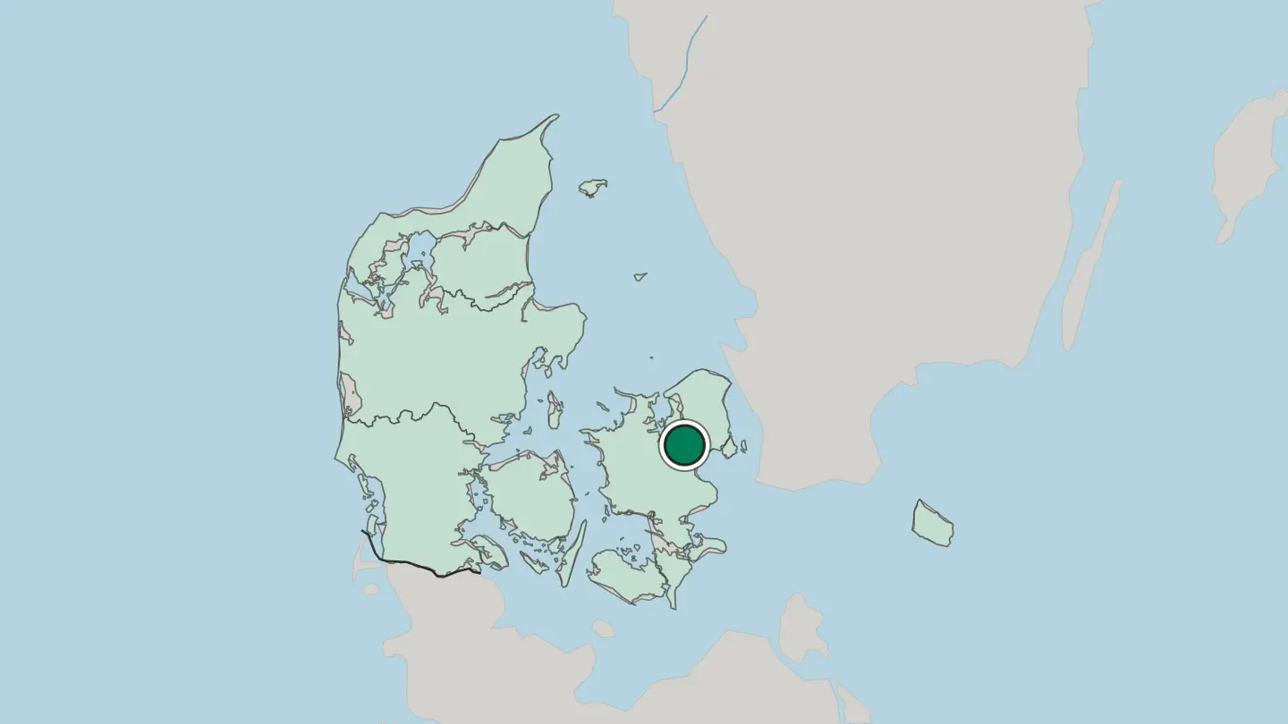 Map of Roskilde in Denmark