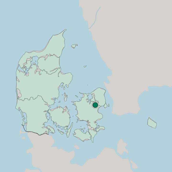 Map showing Roskilde — In Denmark