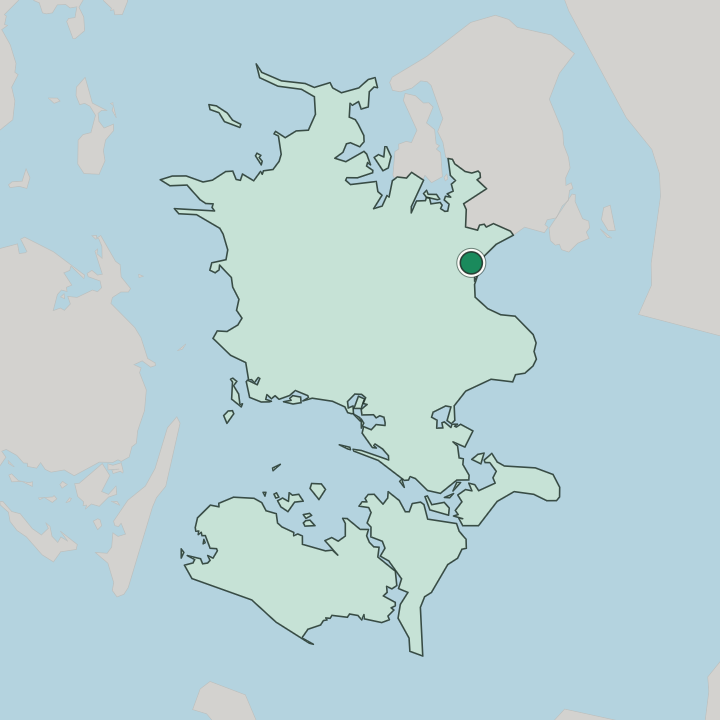 Map showing Solrød Strand — In Region Zealand