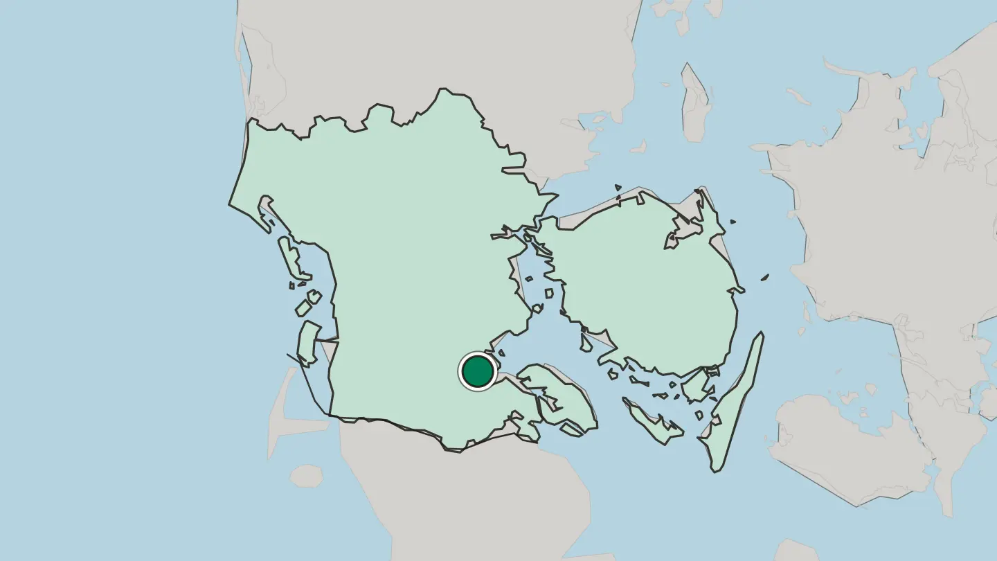 Map of Aabenraa in Denmark