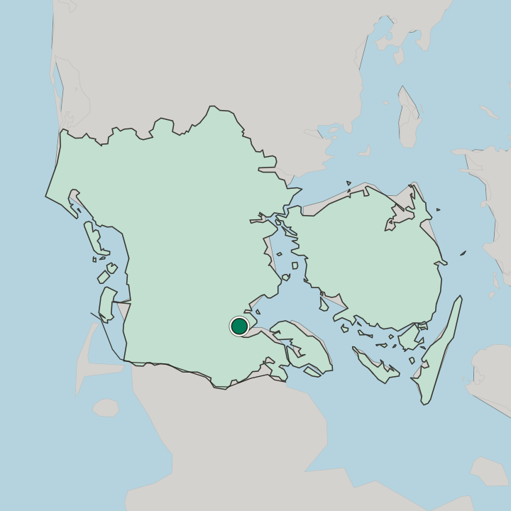 Map showing Aabenraa — In Region Syddanmark