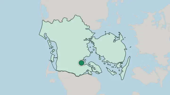 Map of Aabenraa in Denmark