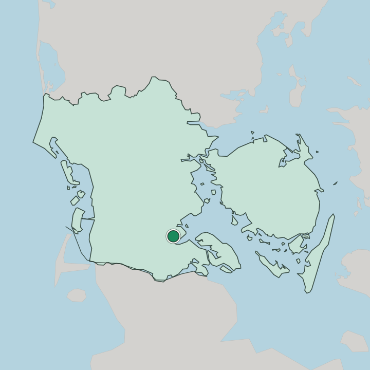 Map showing Aabenraa — In Southern Denmark
