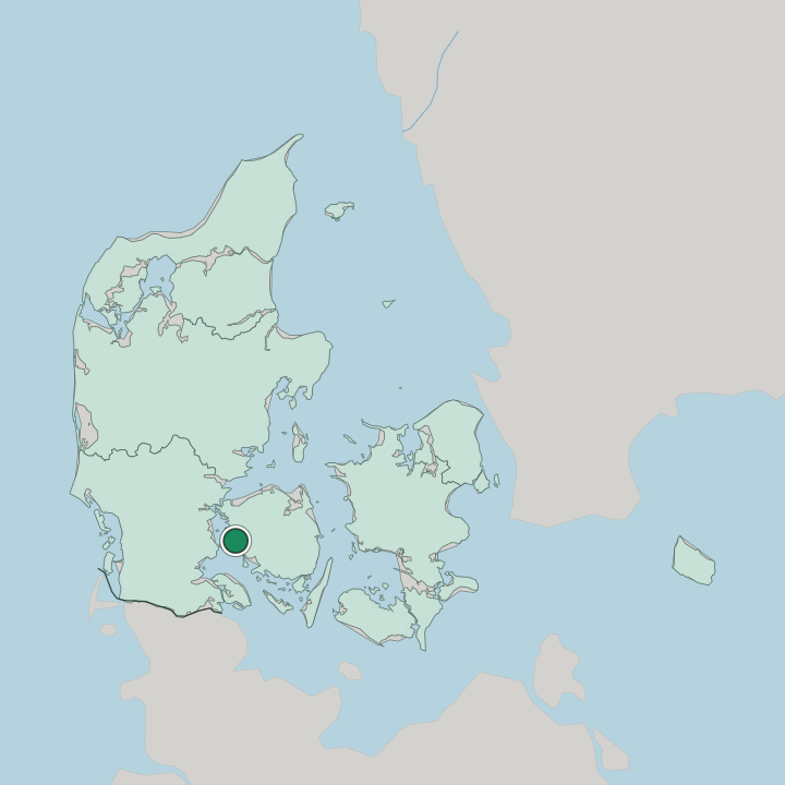 Map showing Assens — In Denmark