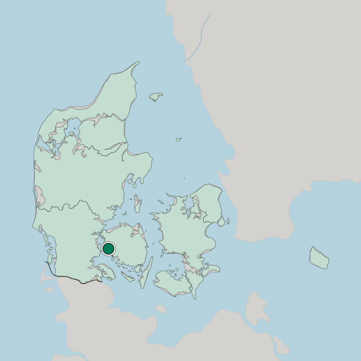 Map showing Assens — In Denmark