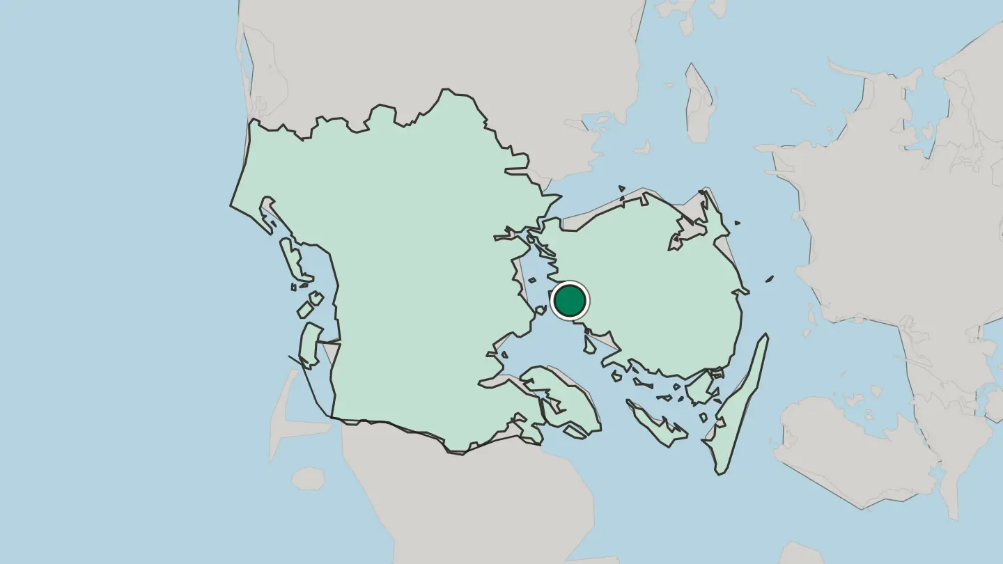 Map of Assens in Denmark
