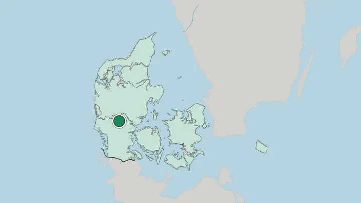 Map of Billund in Denmark