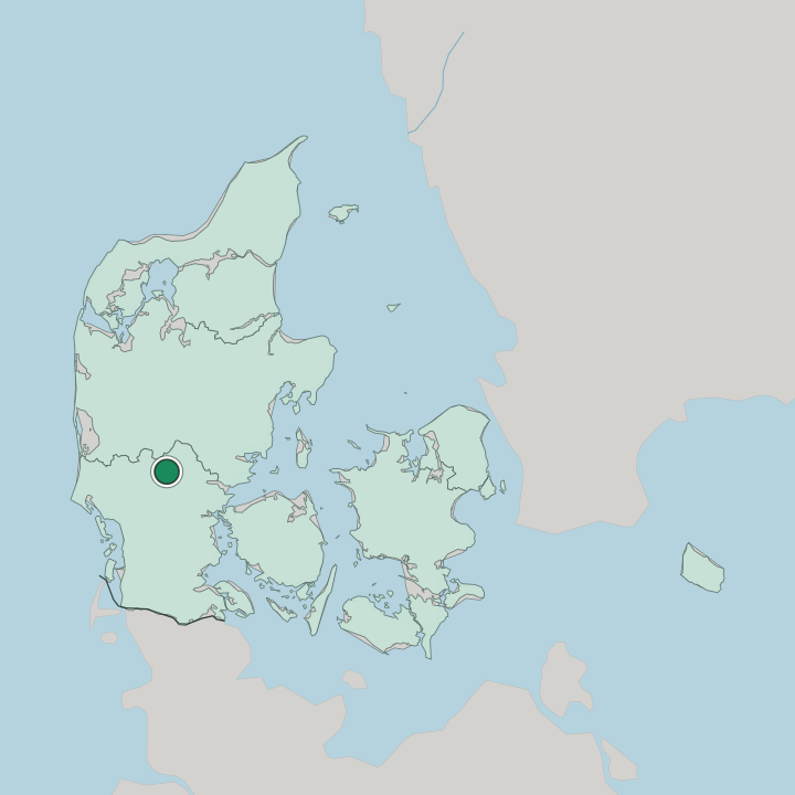 Map showing Billund — In Denmark
