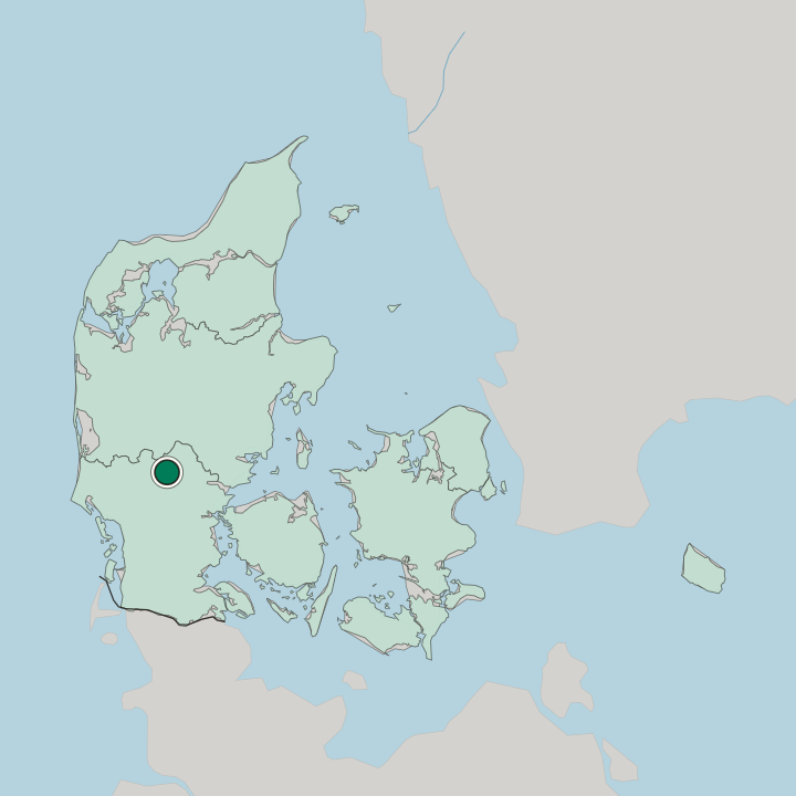 Map showing Billund — In Denmark