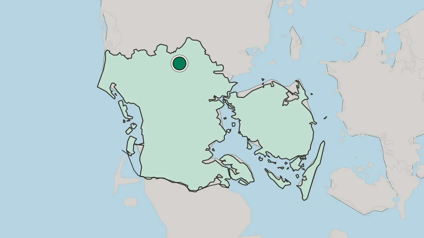 Map of Billund in Denmark