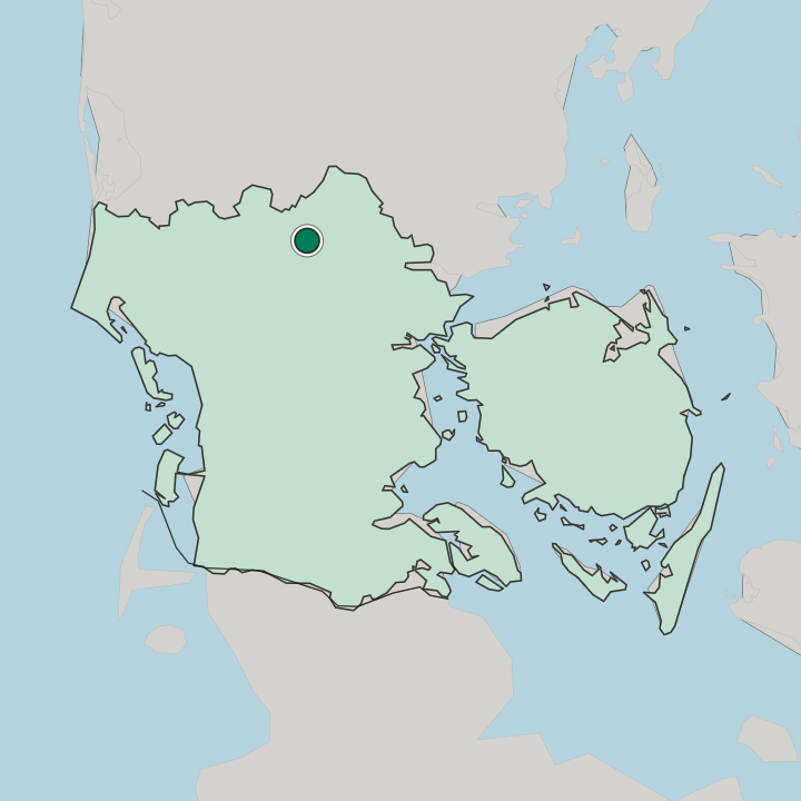 Map showing Billund — In Region Syddanmark