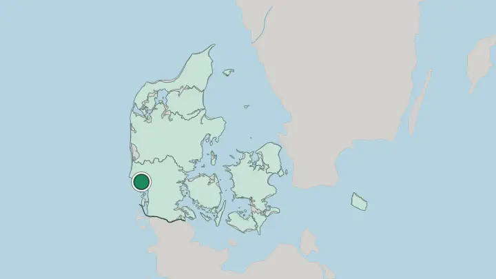 Map of Esbjerg in Denmark