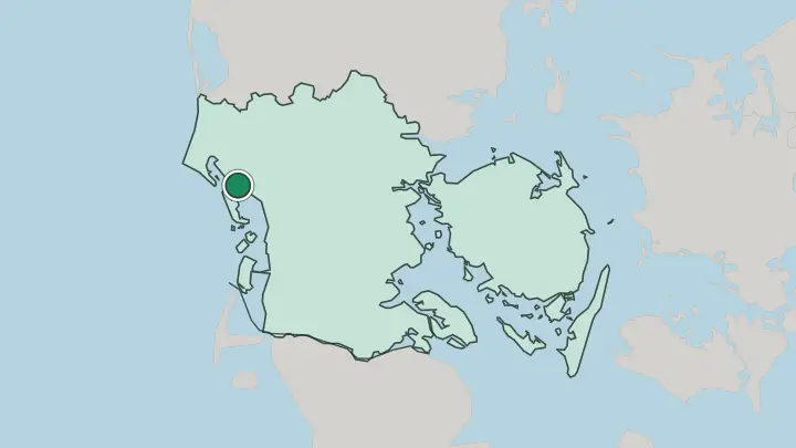 Map of Esbjerg in Denmark