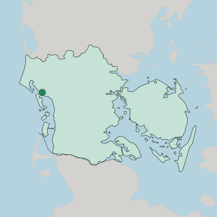 Map showing Esbjerg — In Southern Denmark