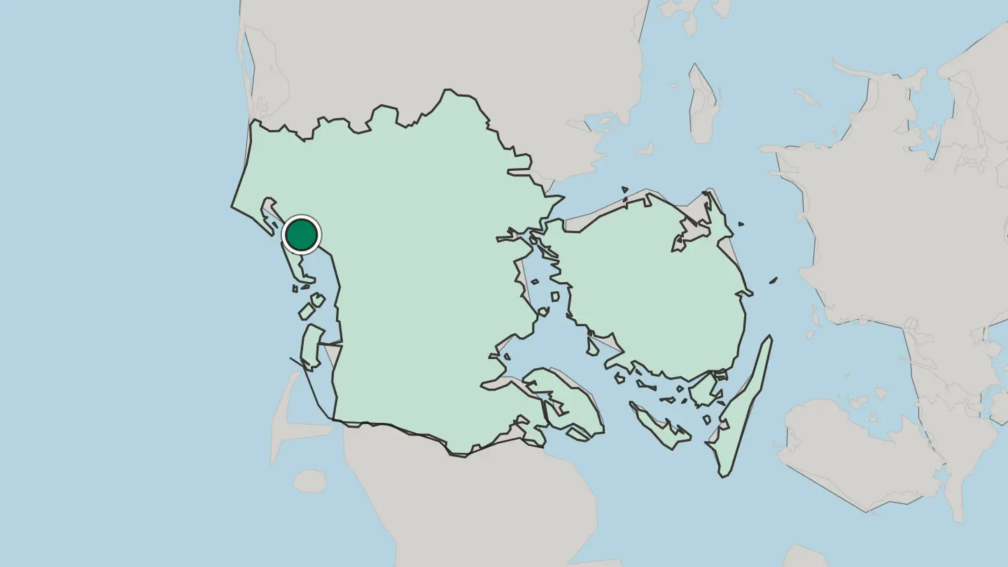 Map of Esbjerg in Denmark