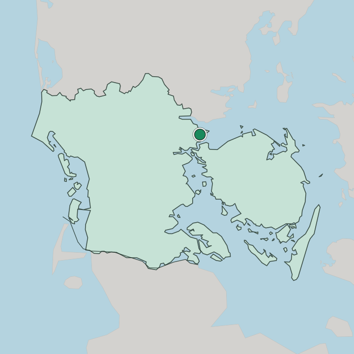 Map showing Fredericia — In Southern Denmark