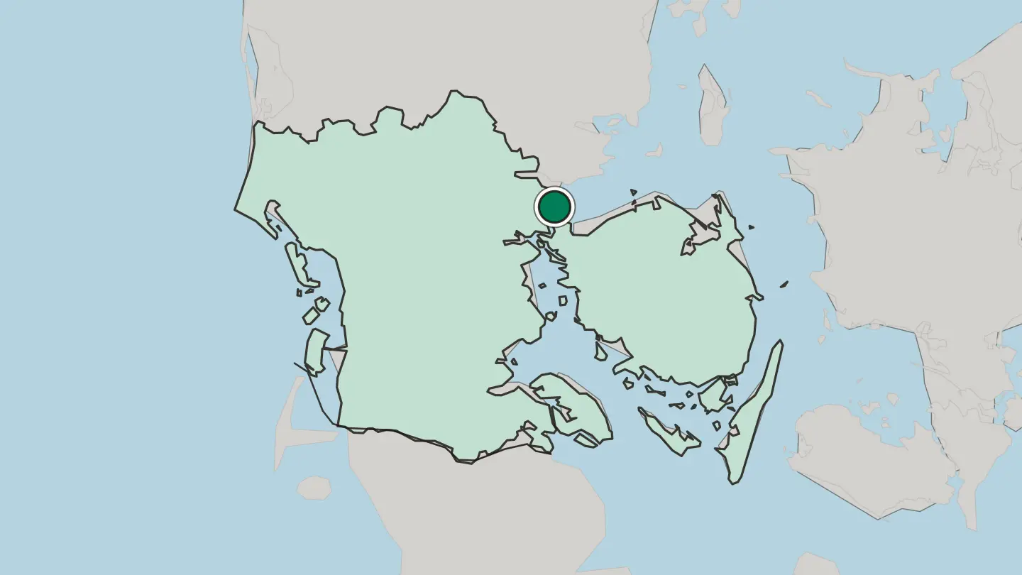 Map of Fredericia in Denmark