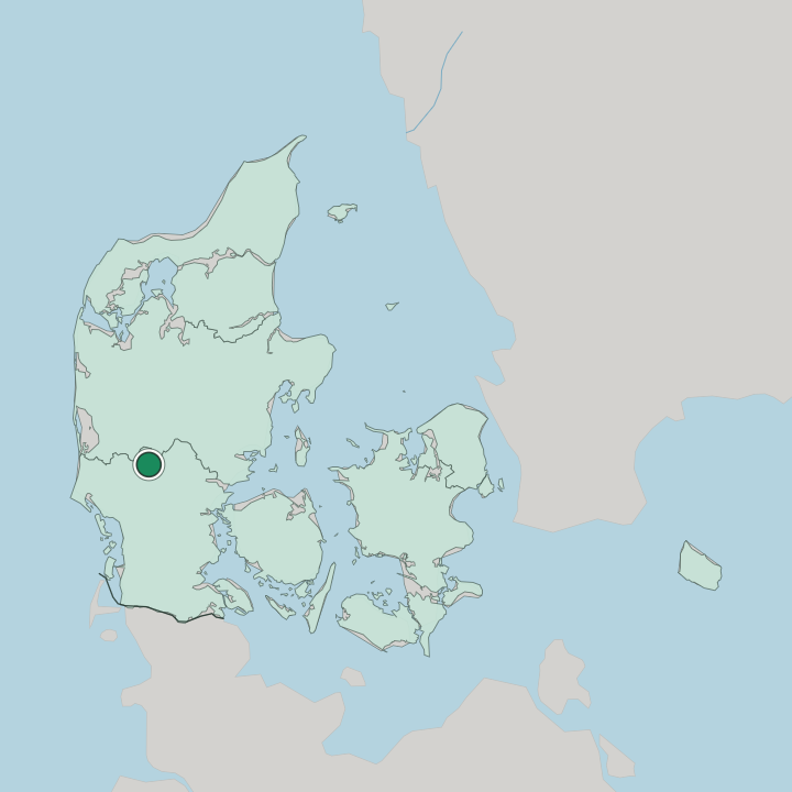 Map showing Grindsted — In Denmark