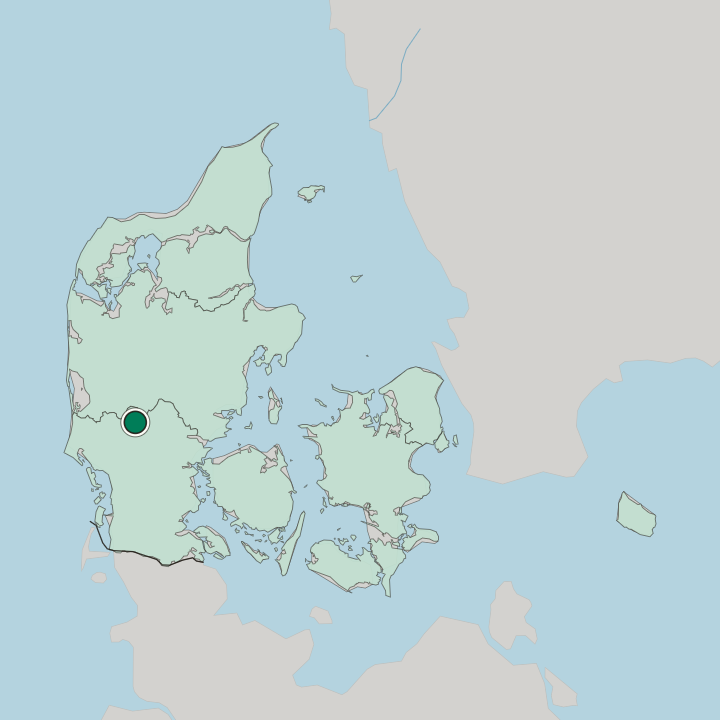 Map showing Grindsted — In Denmark