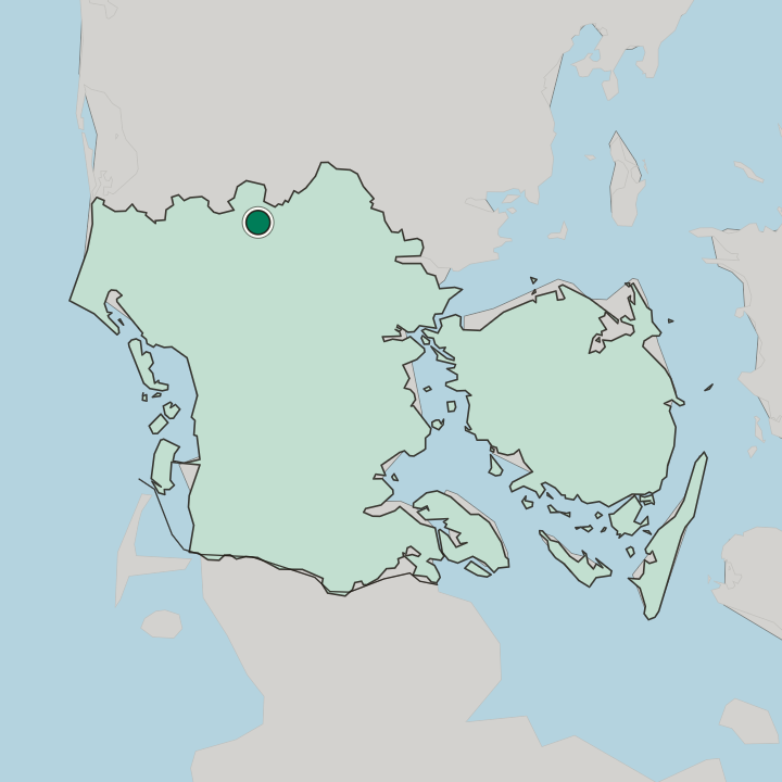 Map showing Grindsted — In Region Syddanmark