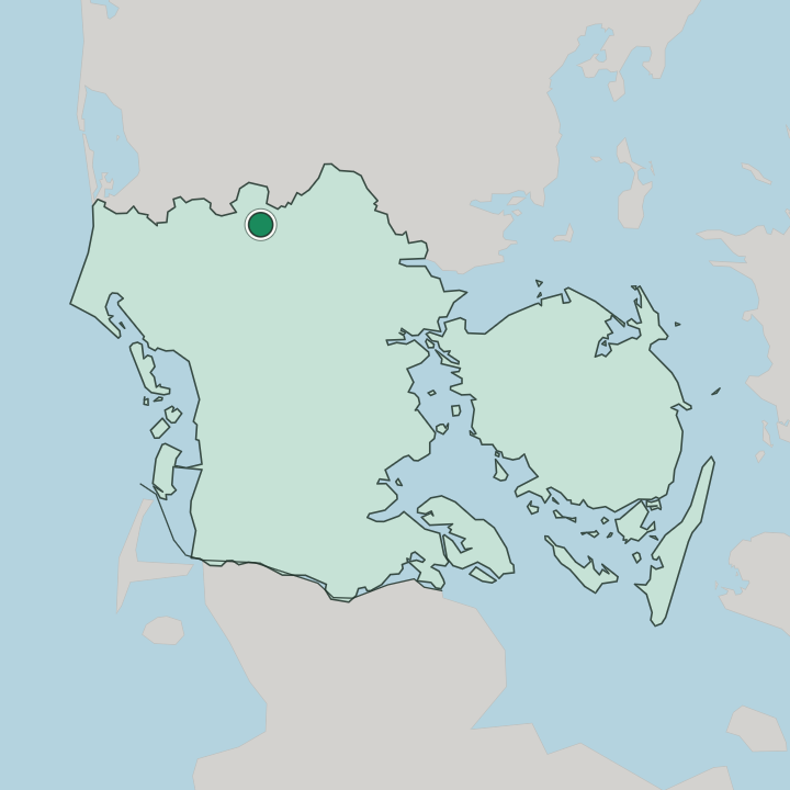 Map showing Grindsted — In Southern Denmark