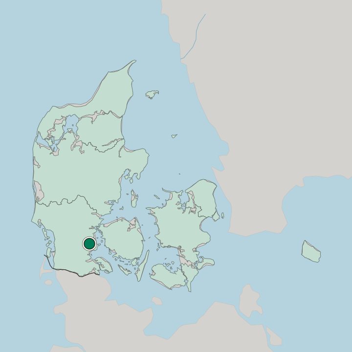 Map showing Haderslev — In Denmark