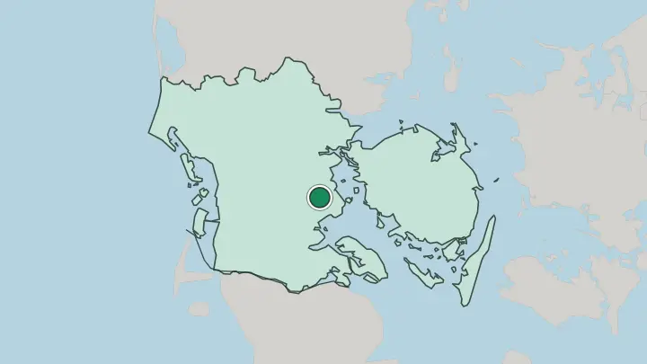 Map of Haderslev in Denmark