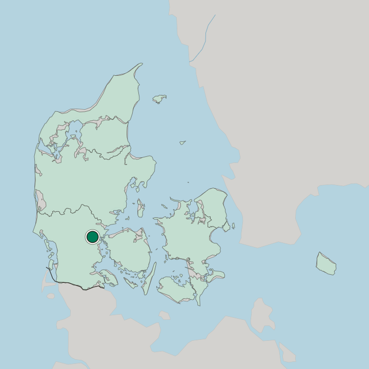 Map showing Kolding — In Denmark
