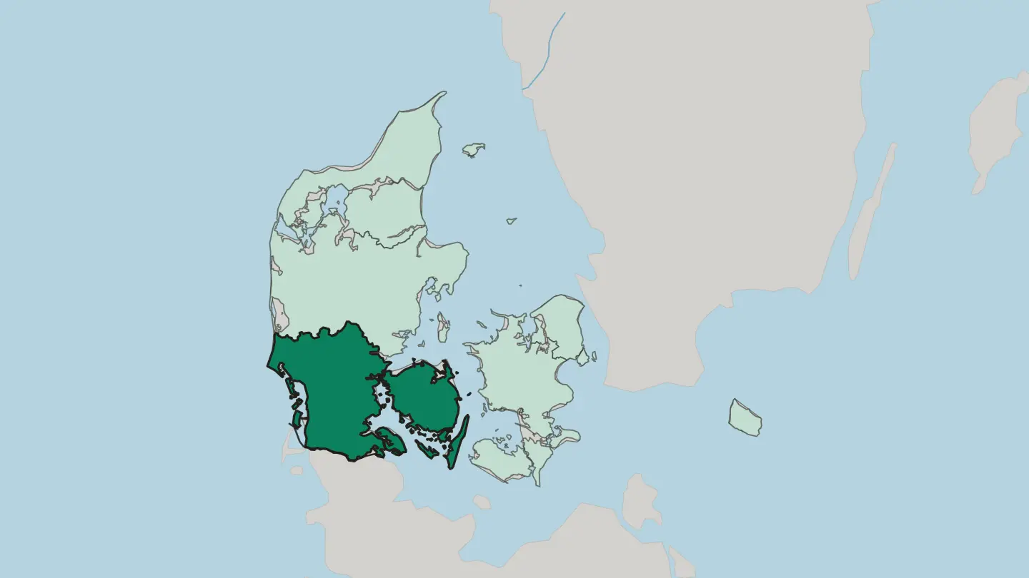 Map of Region Syddanmark in Denmark