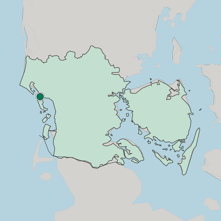 Map showing Nordby — In Region Syddanmark