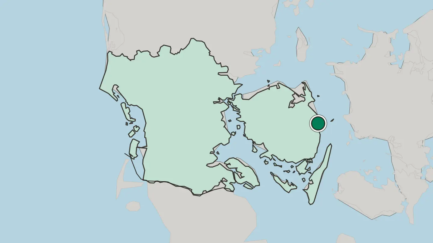 Map of Nyborg in Denmark
