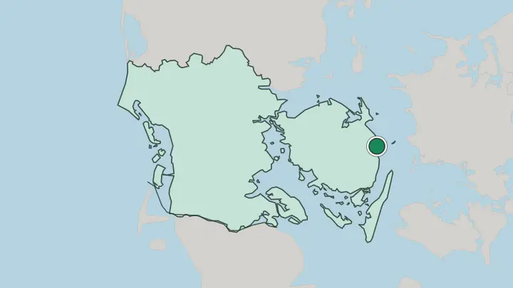Map of Nyborg in Denmark