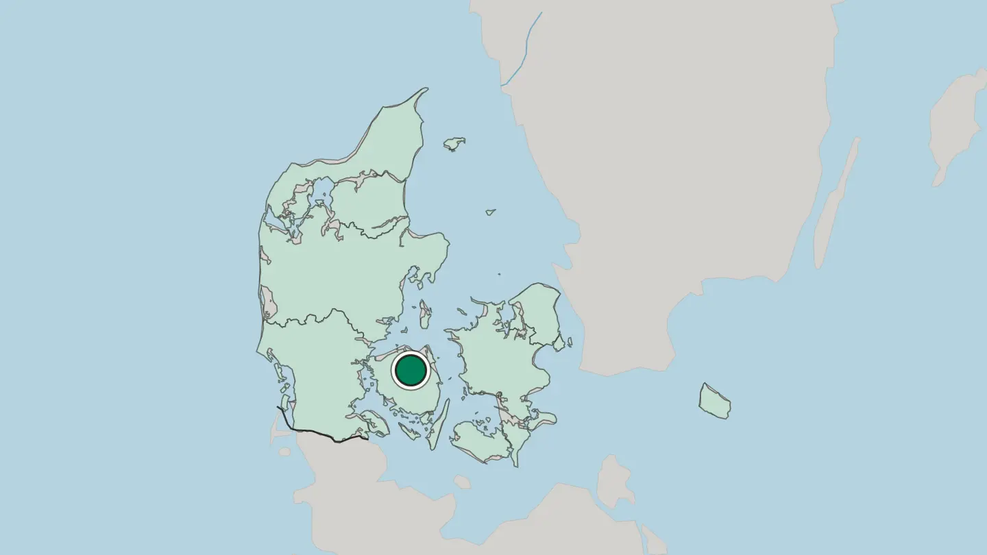 Map of Odense in Denmark