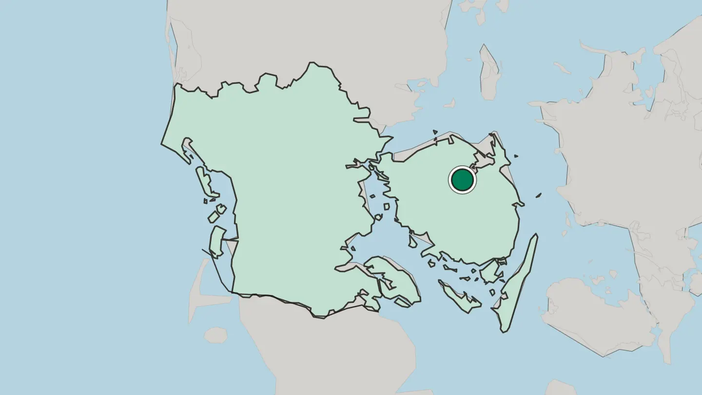 Map of Odense in Denmark