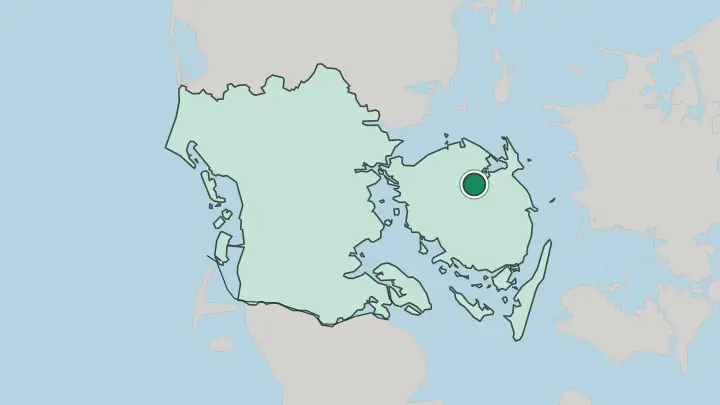 Map of Odense in Denmark