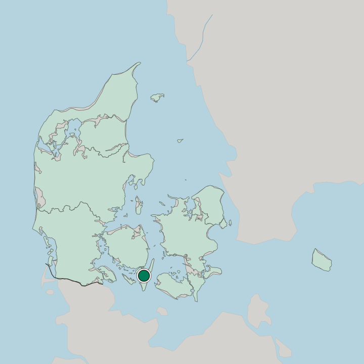Map showing Rudkøbing — In Denmark
