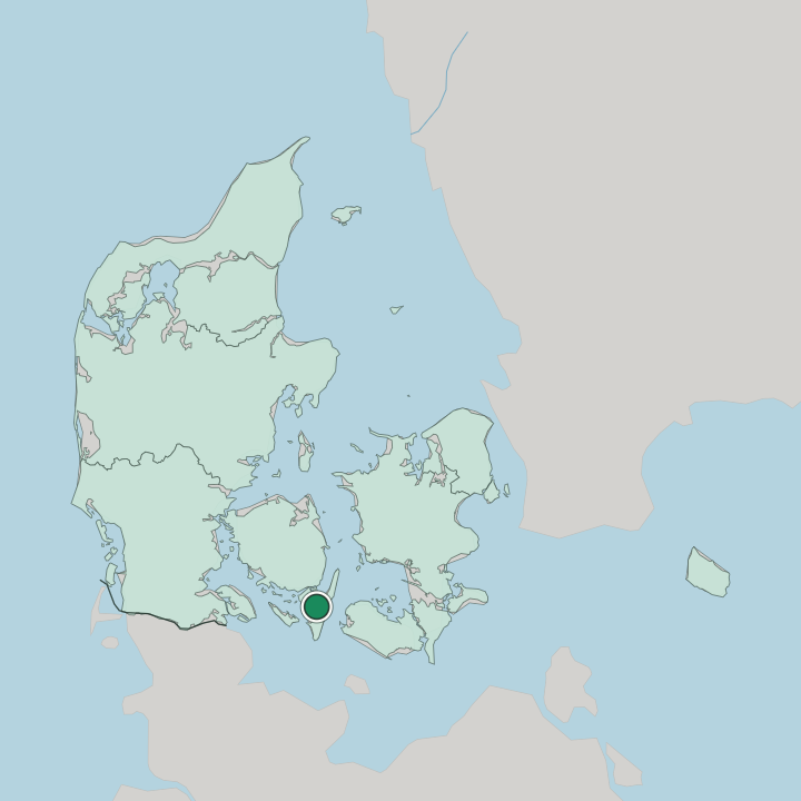 Map showing Rudkøbing — In Denmark