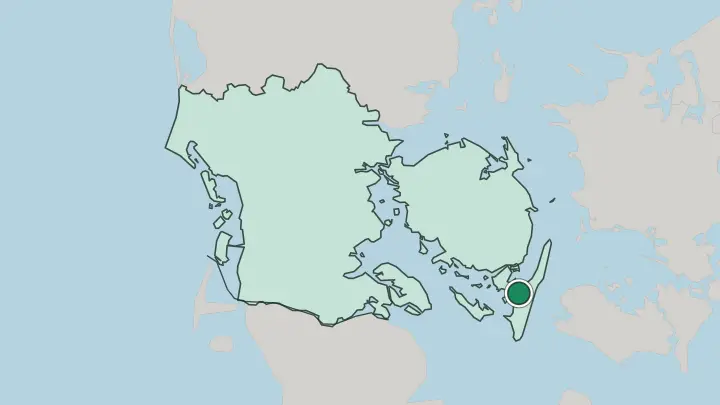Map of Rudkøbing in Denmark
