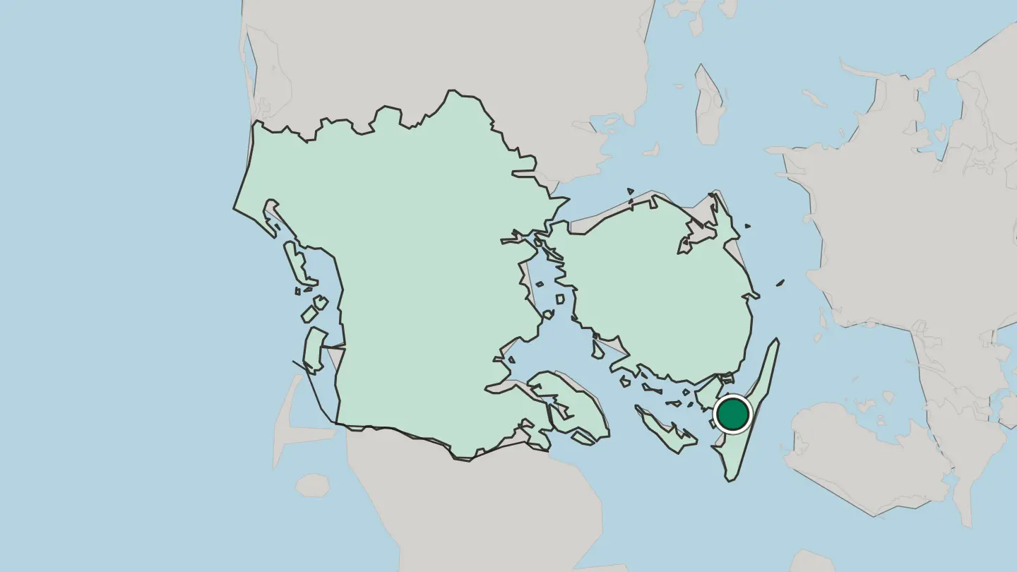 Map of Rudkøbing in Denmark